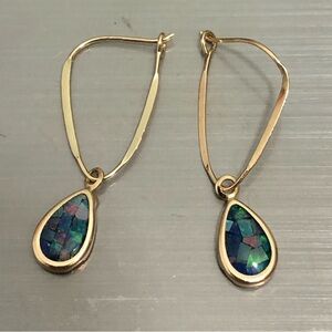 14K Gold  Opal Dangle  Earrings